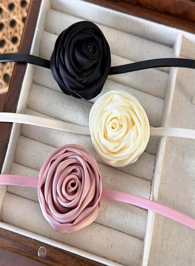 CALFOVERA PU Leather Flower Choker Necklace for Women Pink Elegant Rose Leather Collar Tie Adjustable Short Circle Necklace Vintage Neck Chain with Extender for Weddings Parties Neck Accessories - Image 4